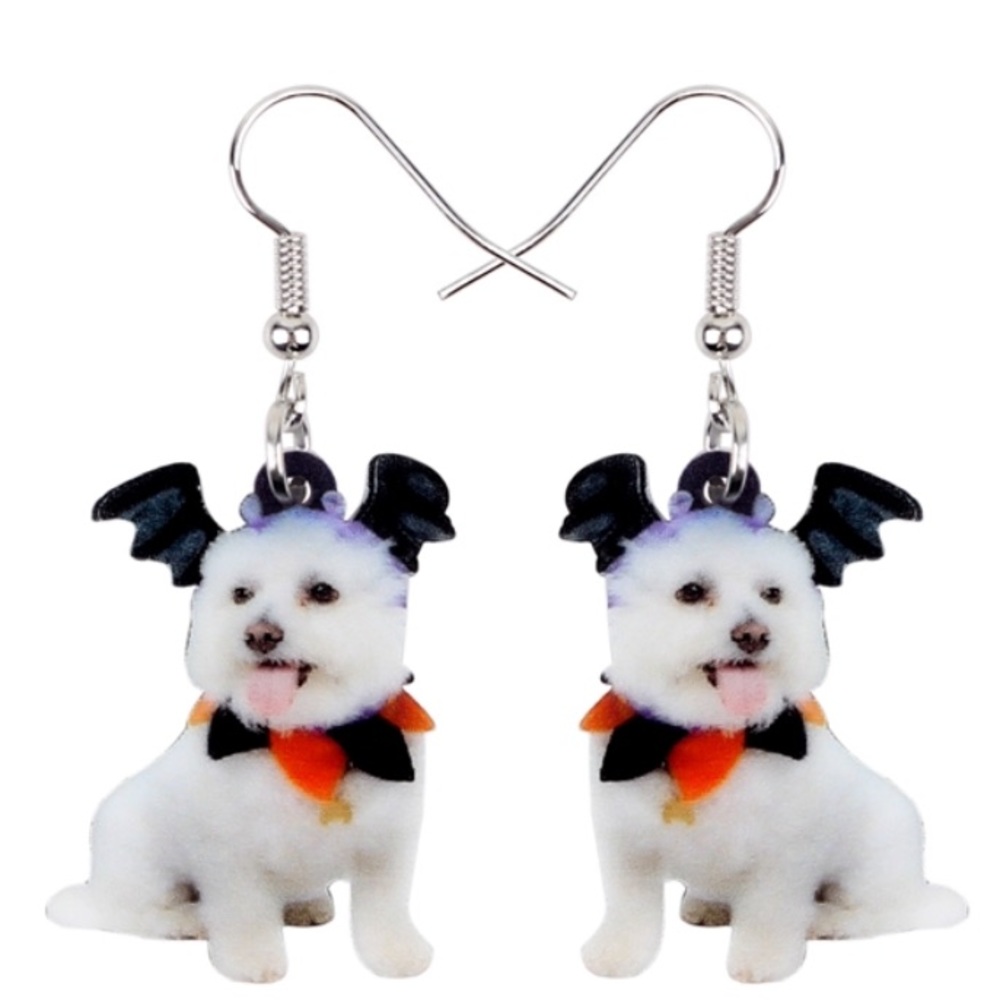 Bat Wing Dog Acrylic Earrings - Picture 3 of 6